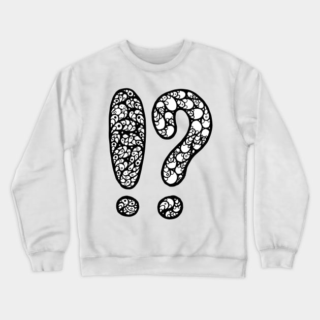 Exclamation and Question Mark Doodle Art Crewneck Sweatshirt by VANDERVISUALS